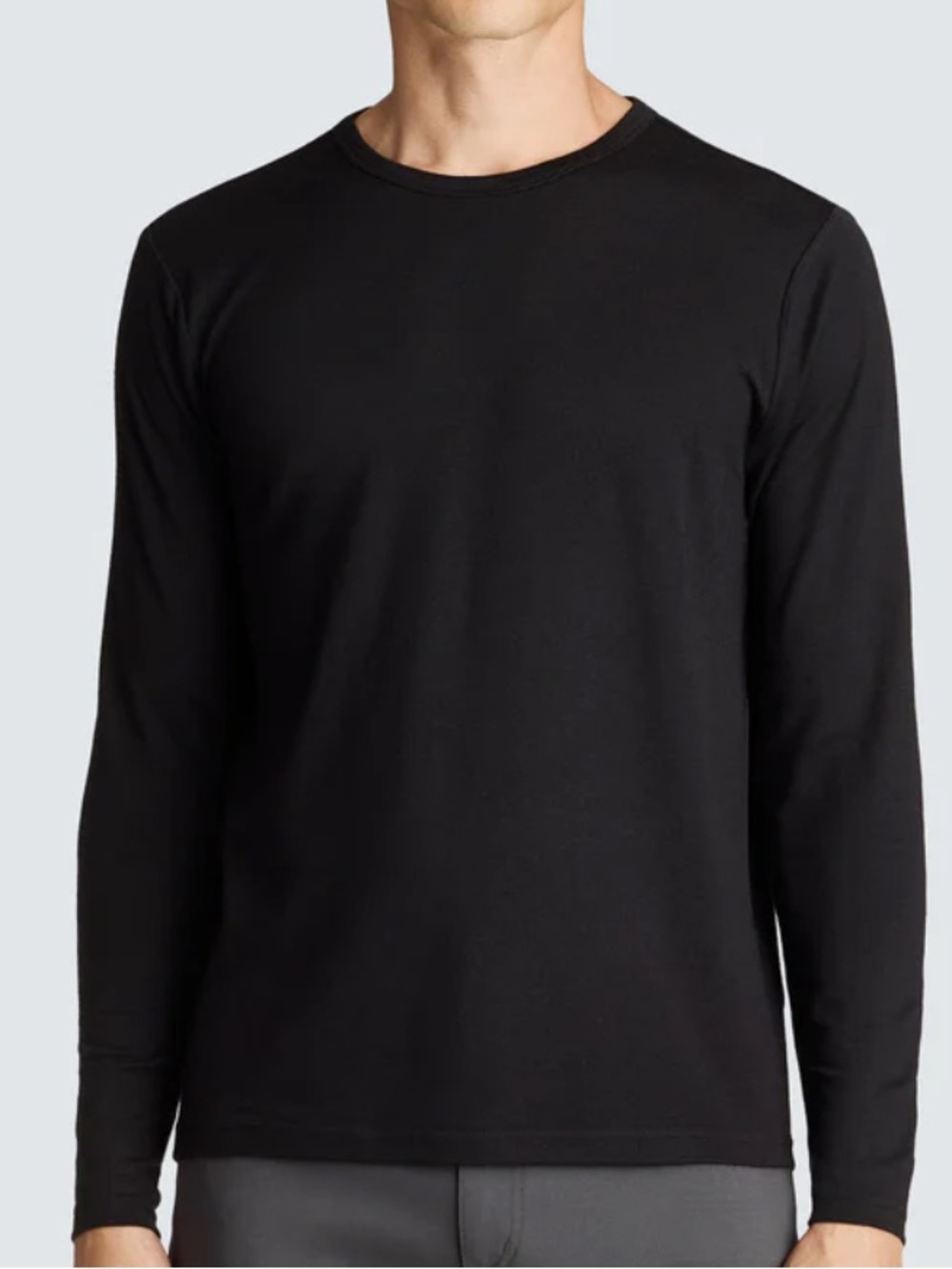 Unbound Merino Mens Long Sleeve Merino Wool Crew T Shirt Black Medium